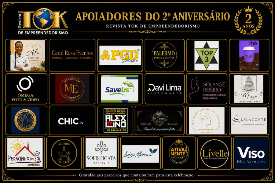 Apoiadores do segundo aniversário da Revista Tok de Empreendedorismo no Palácio Tiradentes