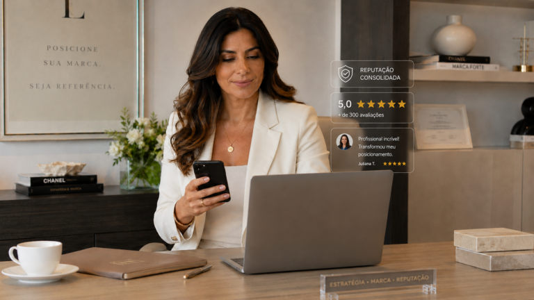 empreendedora construindo autoridade digital para pequeno negócio